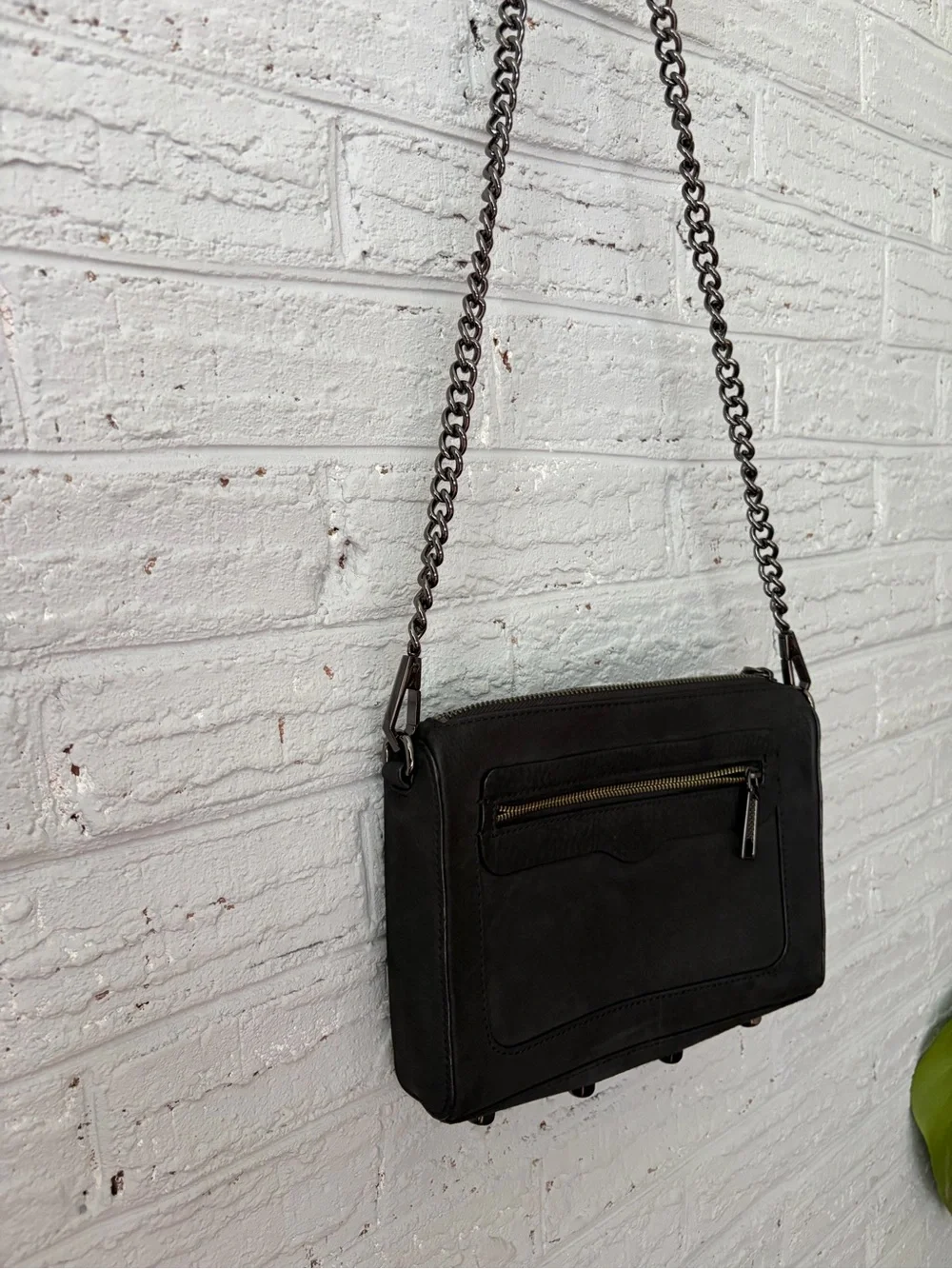 Rebecca Minkoff Black Leather Chain Crossbody Bag